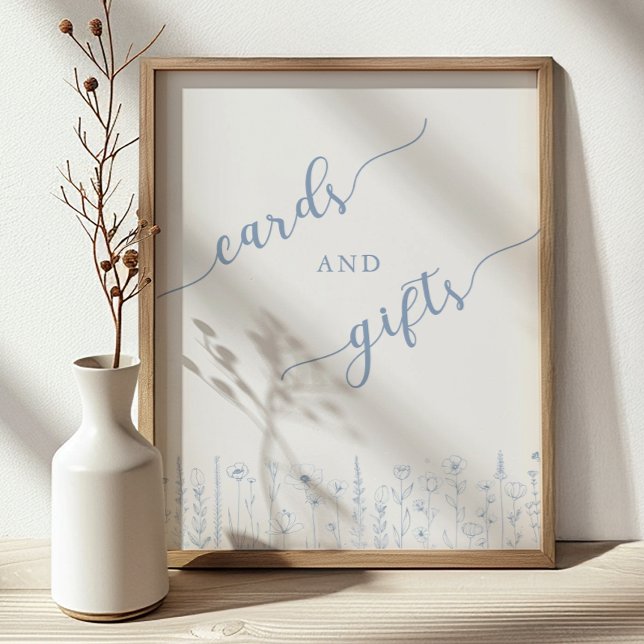 Karten & Geschenke Baby Shower Schild | Staubblau (Cards & Gifts Sign)