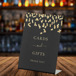 Karten Geschenke Black Gold Konfetti Sockelschild