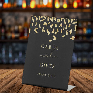 Karten Geschenke Black Gold Konfetti Sockelschild