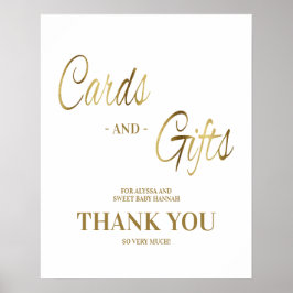 Karten Geschenke Dankeschön White Gold Baby Dusche Poster