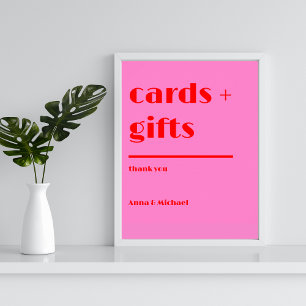 Karten Geschenke Fette Schrift Rosa Rot Hochzeitss Poster