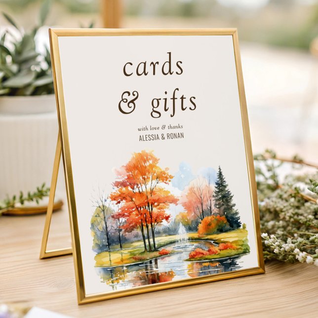Karten & Geschenke Herbstsee-Hochzeit Digital oder Poster (Cards & Gifts wedding table sign from the Fall Lake wedding collection by Darling & May)