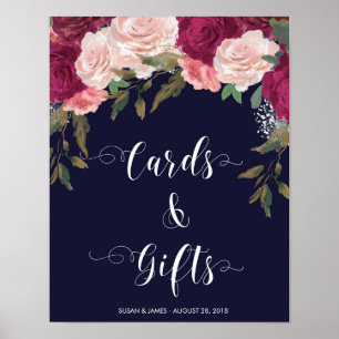 Karten Geschenke Hochzeitsschild Marineblau Rosa F Poster