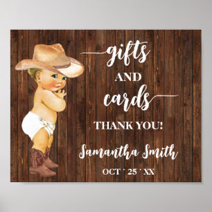 Karten & Geschenke Kleines Cowboy Babyduschzeichen Poster