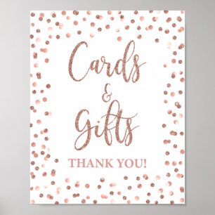 Karten & Geschenke Party-Schild Roségold Glitter Poster