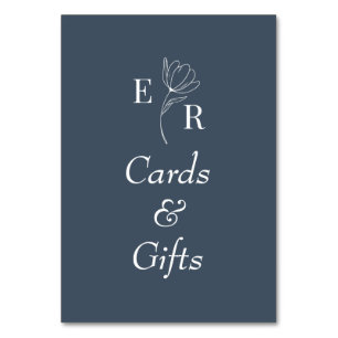 Karten & Geschenke Schieferblau Florales Monogramm