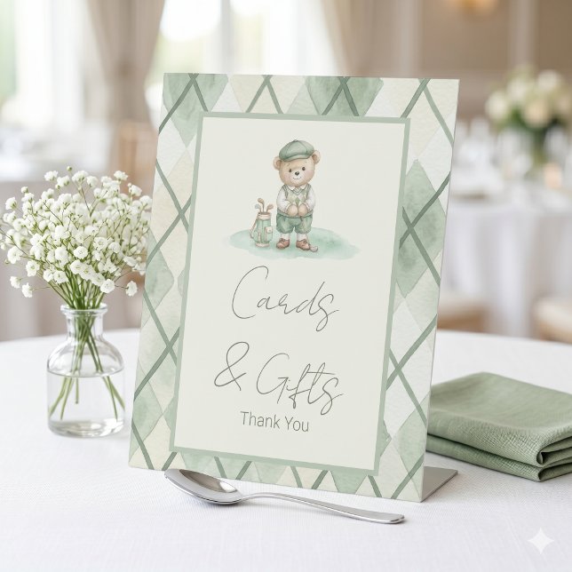 Karten & Geschenke  Schild Golfspielender Hellgrün (Von Creator hochgeladen)