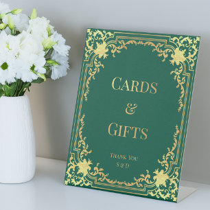 Karten Geschenke Smaragdgrün Goldimitat Hochzeit O Sockelschild