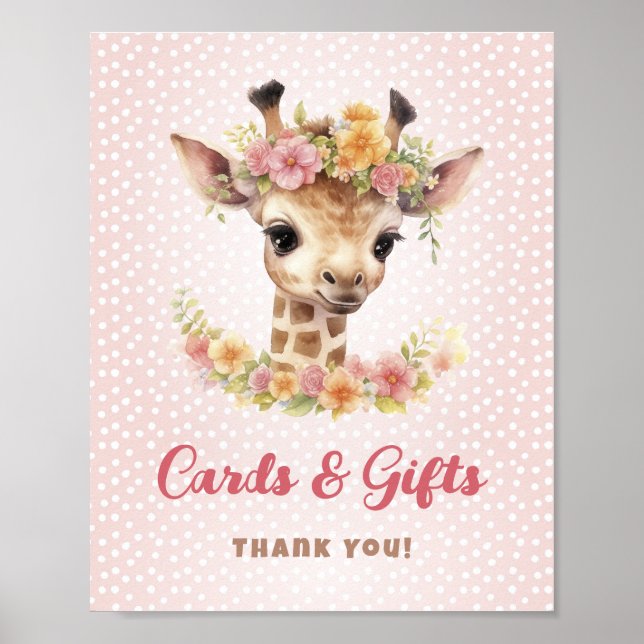 Karten Geschenke Table Giraffe Safari Baby Girl Du Poster (Vorne)