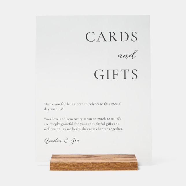 Karten Geschenktisch Danke elegant Schwarz-weiß Acrylschild (Vorderseite)