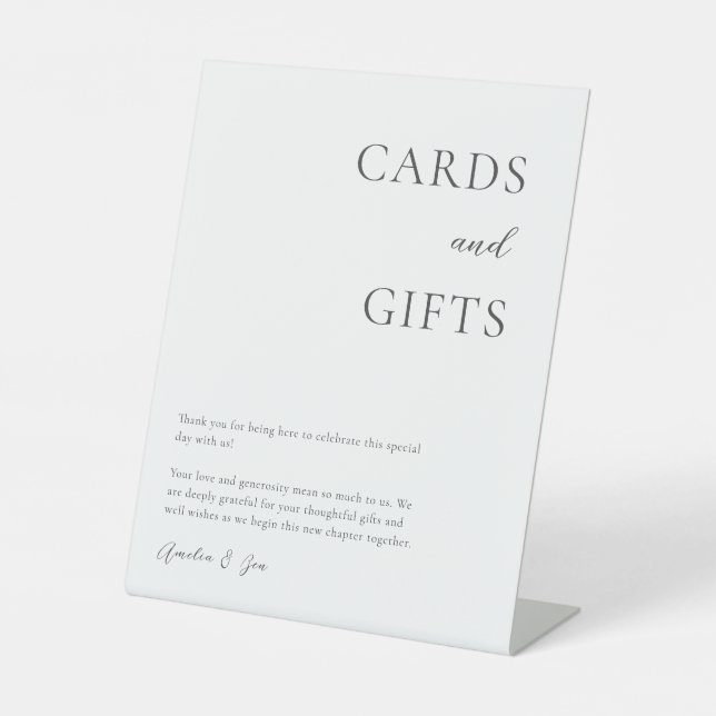 Karten Geschenktisch Danke elegant Schwarz-weiß Sockelschild (Vorderseite)