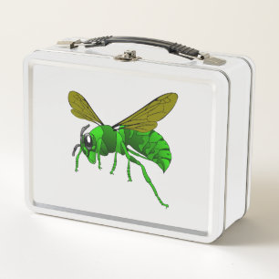 Karten grüne und limettenfarbene Hornisse Wespe Bi Metall Lunch Box