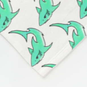 Karten lächelnder Hai Mint Blau Grün Ozean Tier Fleecedecke