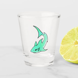 Karten lächelnder Hai Mint Blau Grün Ozean Tier Schnapsglas