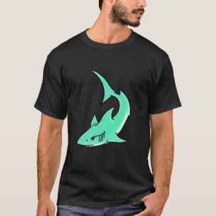 Karten lächelnder Hai Mint Blau Grün Ozean Tier T-Shirt