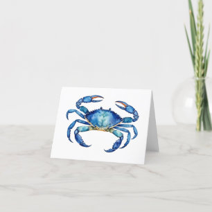 Karten Leere Inside Blue Watercolor Crab Beach