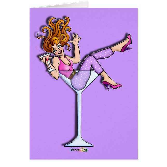 Karten - Mädchen in einem Martini-Glas, Lil Rot (Vorne)