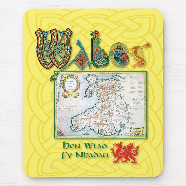 Karten-Mausunterlage Wales historische Mousepad (Vorne)
