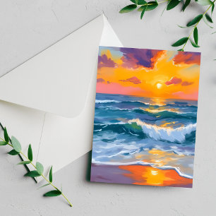 Karten mit Aquarellmalerei von goldenen Sonnenunte