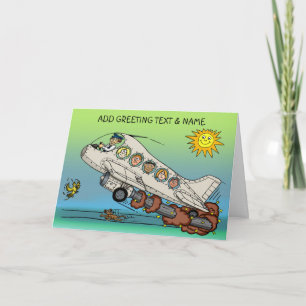 Karten mit Cartoon-Flugzeugen