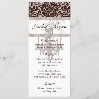 Karten mit Hochzeitmenü Chandelier Brown Blue