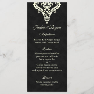 Karten mit Hochzeitmenüs Formale Schwarzcreme-Wild