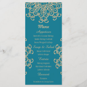 Karten mit indischem Stil für Aquamarine und Gold