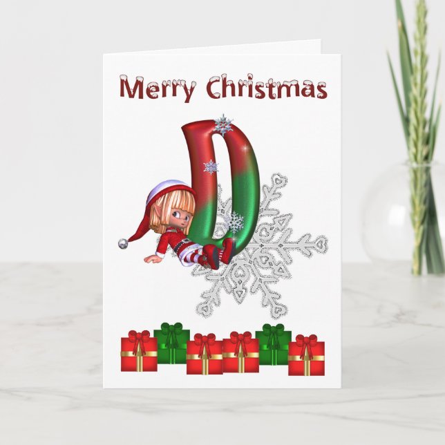 Karten-Monogramm-Weihnachten D Feiertagskarte (Vorderseite)