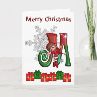 Karten-Monogramm-Weihnachten M Feiertagskarte