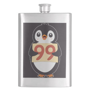 Karten-Pinguin mit der Nummer 99 Flachmann