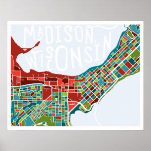 Karten-Plakat Madisons, Wisconsin Poster