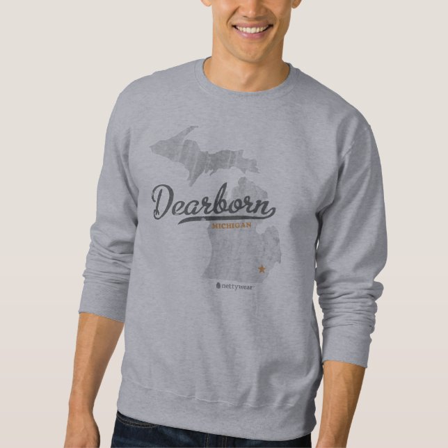 Karten-Retro Sweatshirt Dearborns Michigan (Vorderseite)