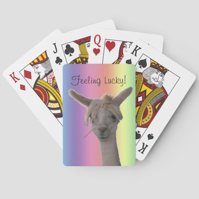 Karten spielen - Alpaca auf Regenbogen-Hintergrund Spielkarten (Rückseite)