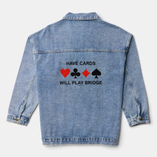 Karten spielen Bridge und Vier-Karten-Anzug Jeansjacke