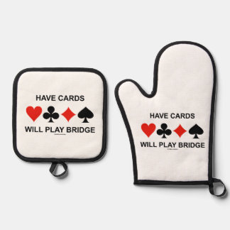 Karten spielen Bridge und Vier-Karten-Anzug Ofenhandschuh & Topflappen-Set