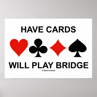 Karten spielen Bridge (vier Card-Anzug) Poster