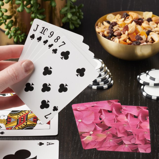 Karten spielen - Dunkelrosa Hydrangea Spielkarten (In Situ)