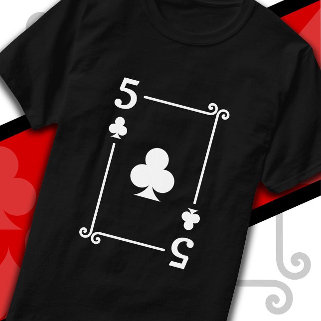 Karten Spielen Kostüm 5 Clubs Karte Fünf Karte T-Shirt (Von Creator hochgeladen)