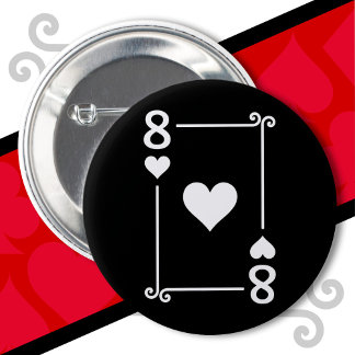 Karten spielen Kostüm 8 Herz Karte Acht Karte Button
