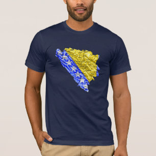 Karten-T - Shirt Bosniens-Herzegowina Flagcolor