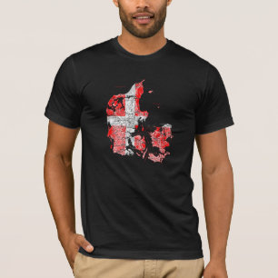 Karten-T - Shirt Dänemarks Flagcolor