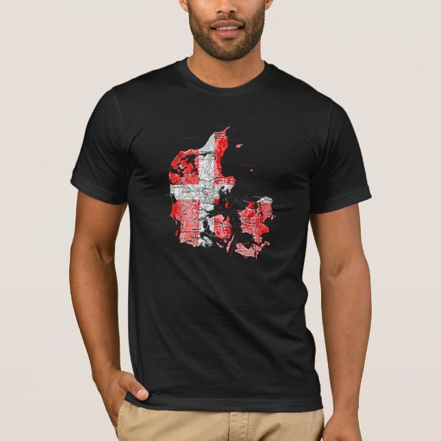 Karten-T - Shirt Dänemarks Flagcolor (Vorderseite)
