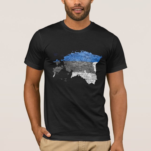 Karten-T - Shirt Estlands Flagcolor (Vorderseite)