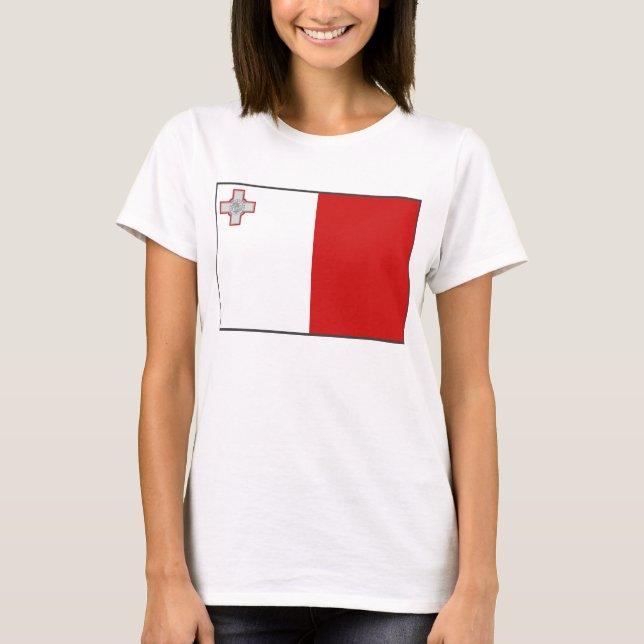 Karten-T - Shirt Malta-Flaggen-x (Vorderseite)
