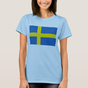 Karten-T - Shirt Schweden-Flaggen-x