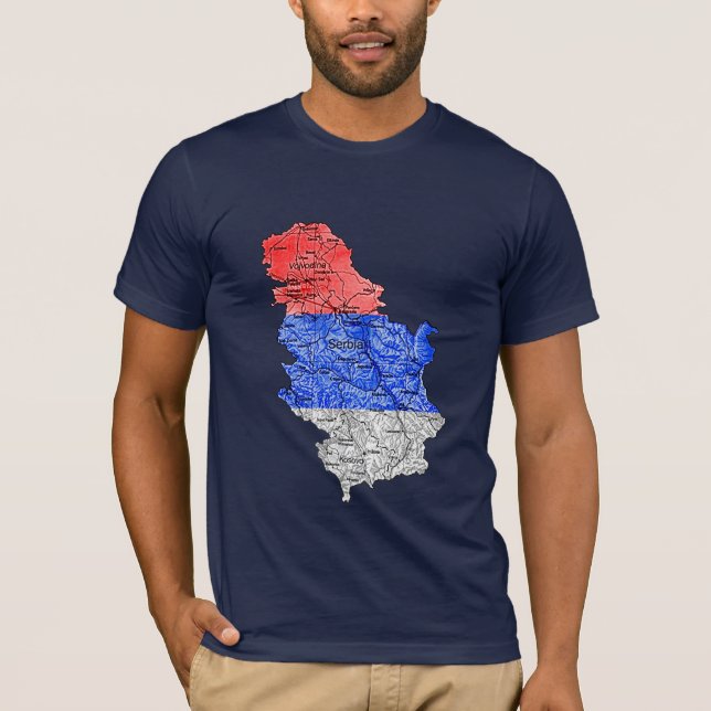 Karten-T - Shirt Serbiens Flagcolor (Vorderseite)