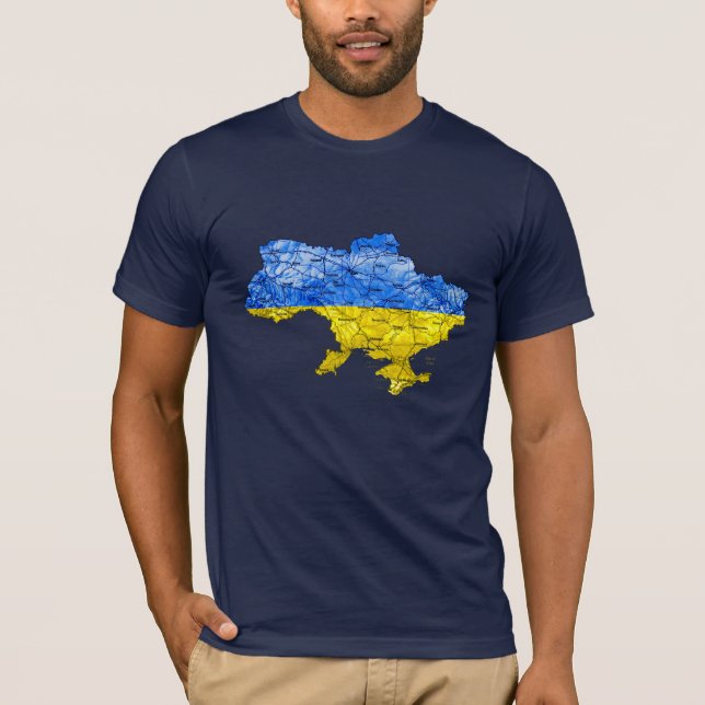 Karten-T - Shirt Ukraine Flagcolor (Vorderseite)