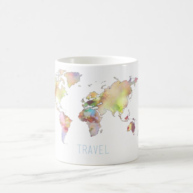 Karten-Tasse der Reise bunte Welt Kaffeetasse (Mittel)