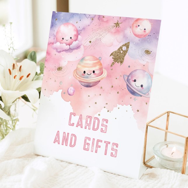 Karten und Geschenk Weltraumplaneten Geburtstagspa Sockelschild (Von Creator hochgeladen)