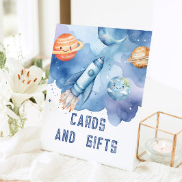 Karten und Geschenk Weltraumplaneten Geburtstagspa Sockelschild